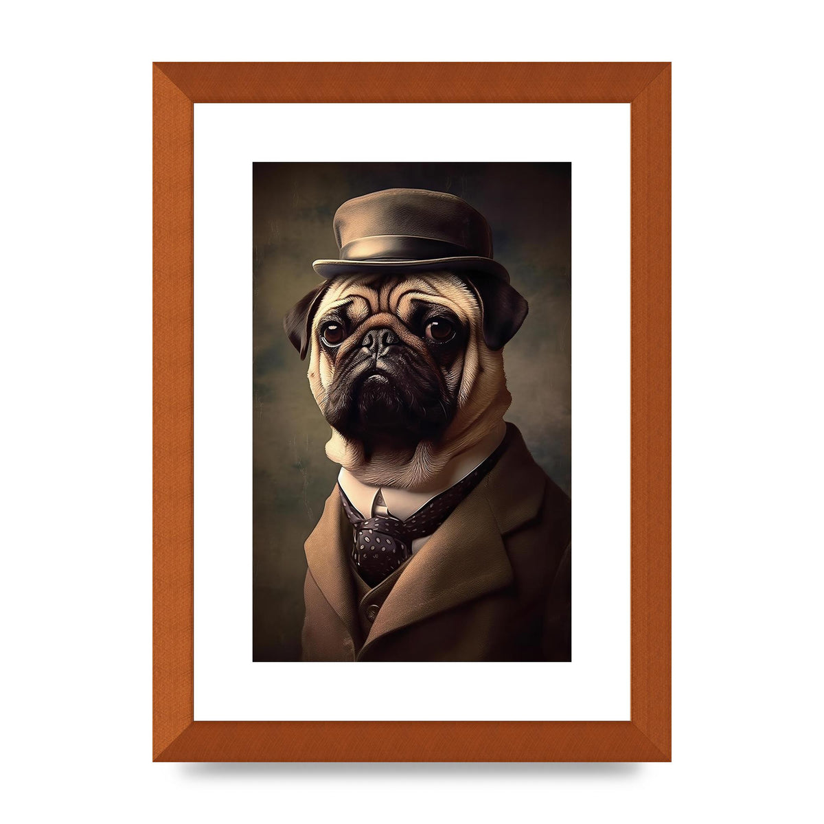 Sophisticated Pug Dog in Vintage Attire Portrait