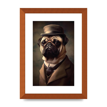 Sophisticated Pug Dog in Vintage Attire Portrait