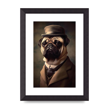 Sophisticated Pug Dog in Vintage Attire Portrait