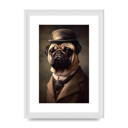 Sophisticated Pug Dog in Vintage Attire Portrait