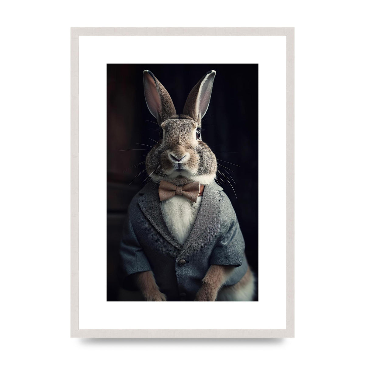 Classy Rabbit in Grey Suit Gentleman Portrait