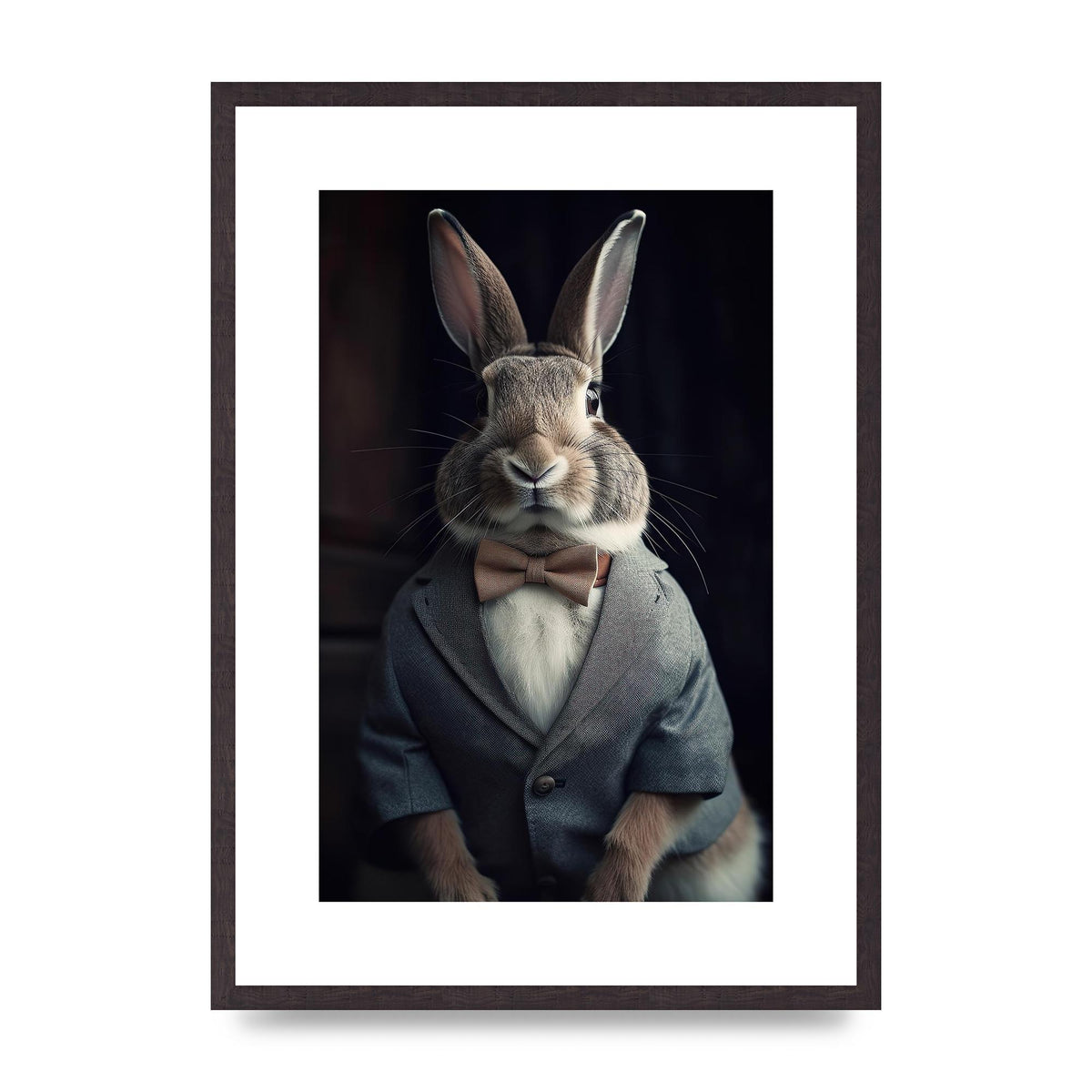 Classy Rabbit in Grey Suit Gentleman Portrait
