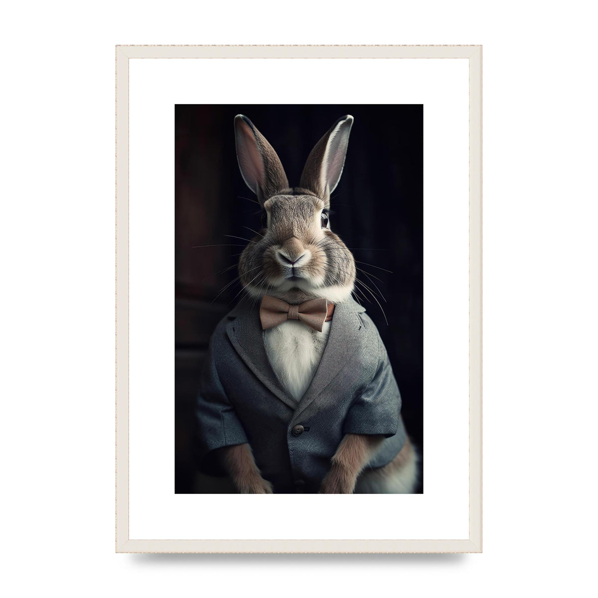 Classy Rabbit in Grey Suit Gentleman Portrait