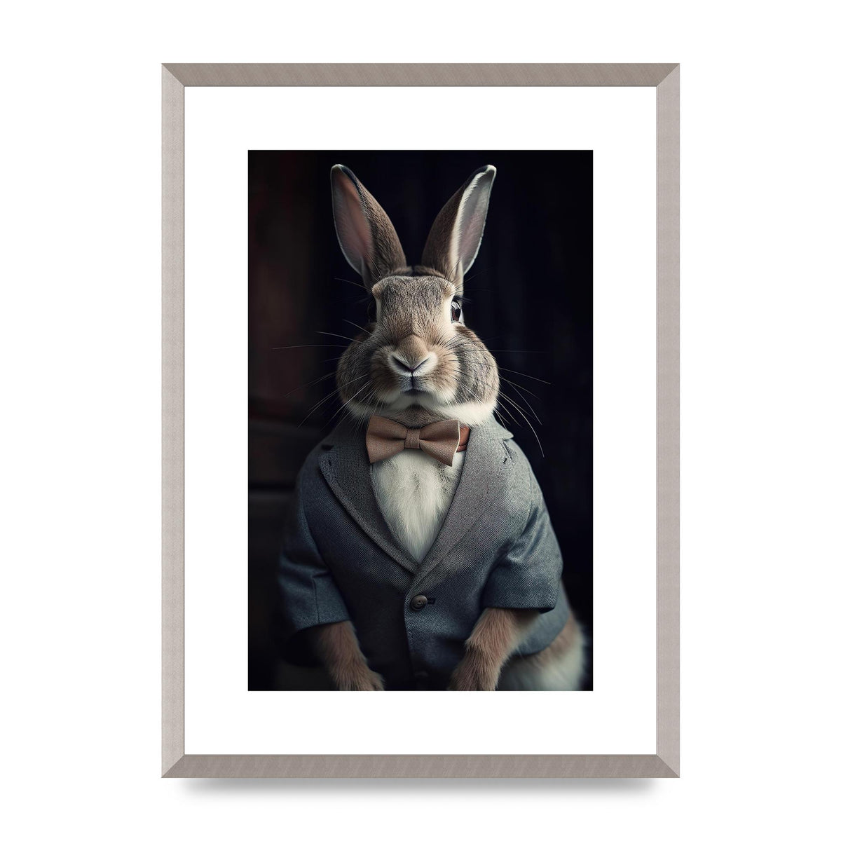 Classy Rabbit in Grey Suit Gentleman Portrait