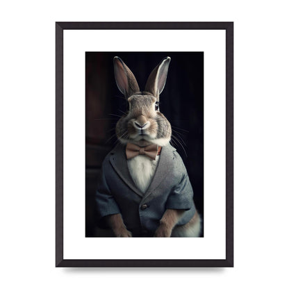 Classy Rabbit in Grey Suit Gentleman Portrait