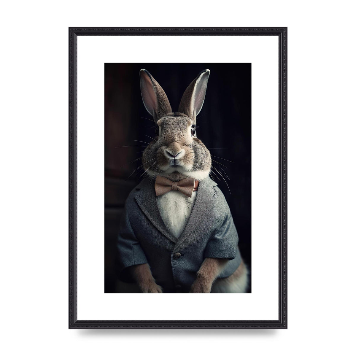 Classy Rabbit in Grey Suit Gentleman Portrait