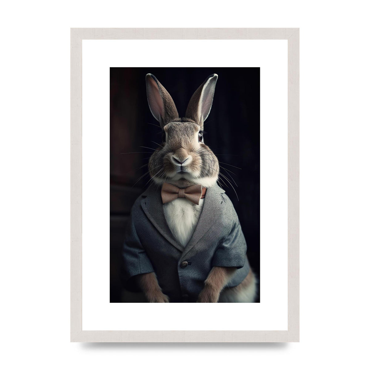 Classy Rabbit in Grey Suit Gentleman Portrait