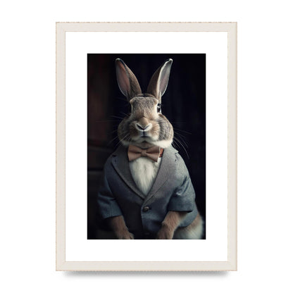 Classy Rabbit in Grey Suit Gentleman Portrait
