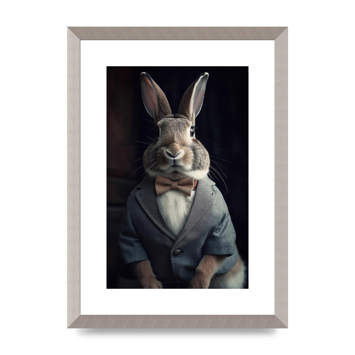Classy Rabbit in Grey Suit Gentleman Portrait