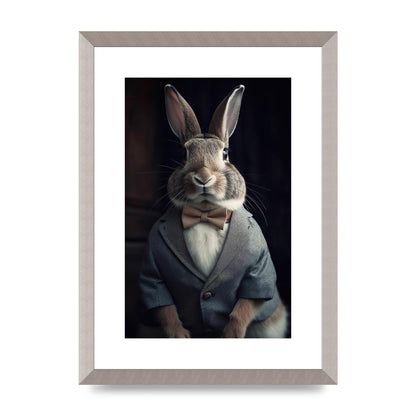 Classy Rabbit in Grey Suit Gentleman Portrait