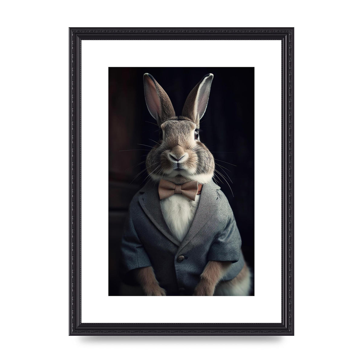 Classy Rabbit in Grey Suit Gentleman Portrait