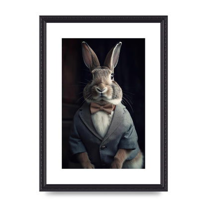 Classy Rabbit in Grey Suit Gentleman Portrait