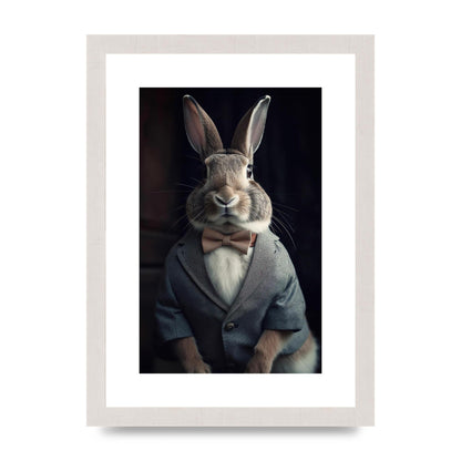 Classy Rabbit in Grey Suit Gentleman Portrait