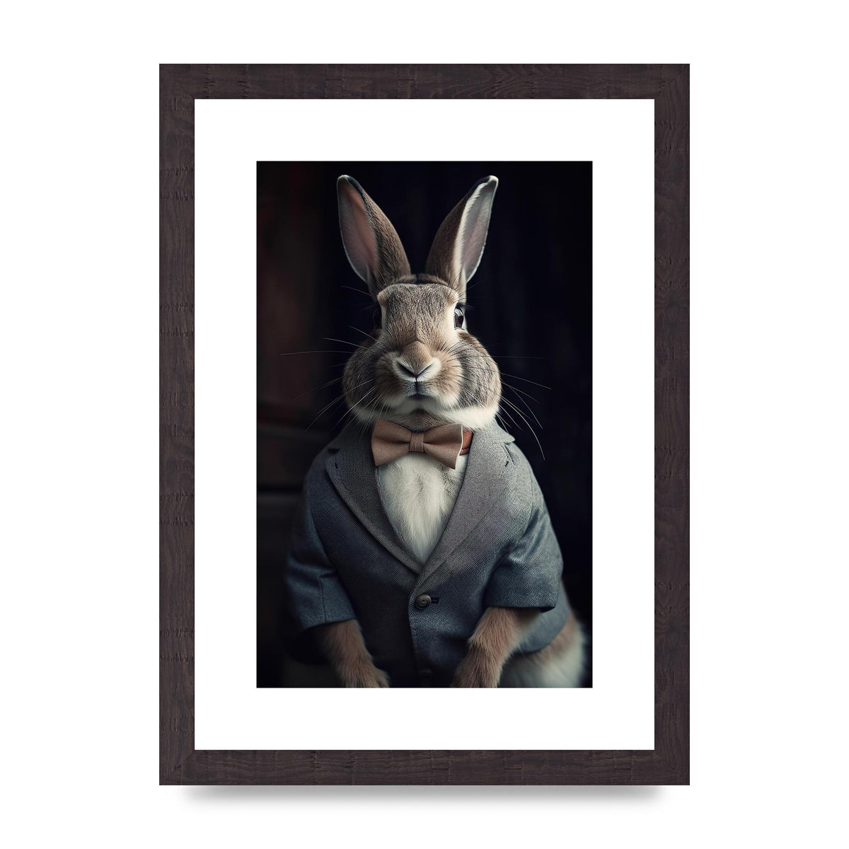 Classy Rabbit in Grey Suit Gentleman Portrait