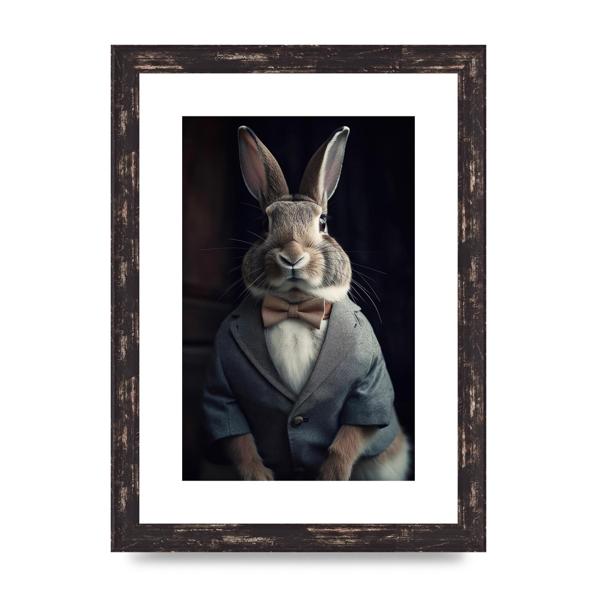 Classy Rabbit in Grey Suit Gentleman Portrait