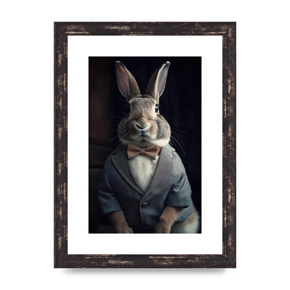Classy Rabbit in Grey Suit Gentleman Portrait