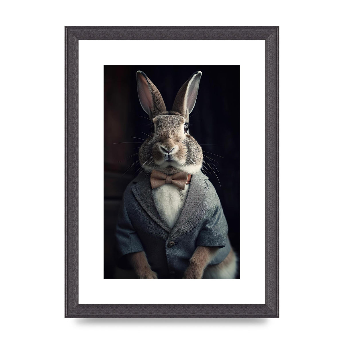 Classy Rabbit in Grey Suit Gentleman Portrait