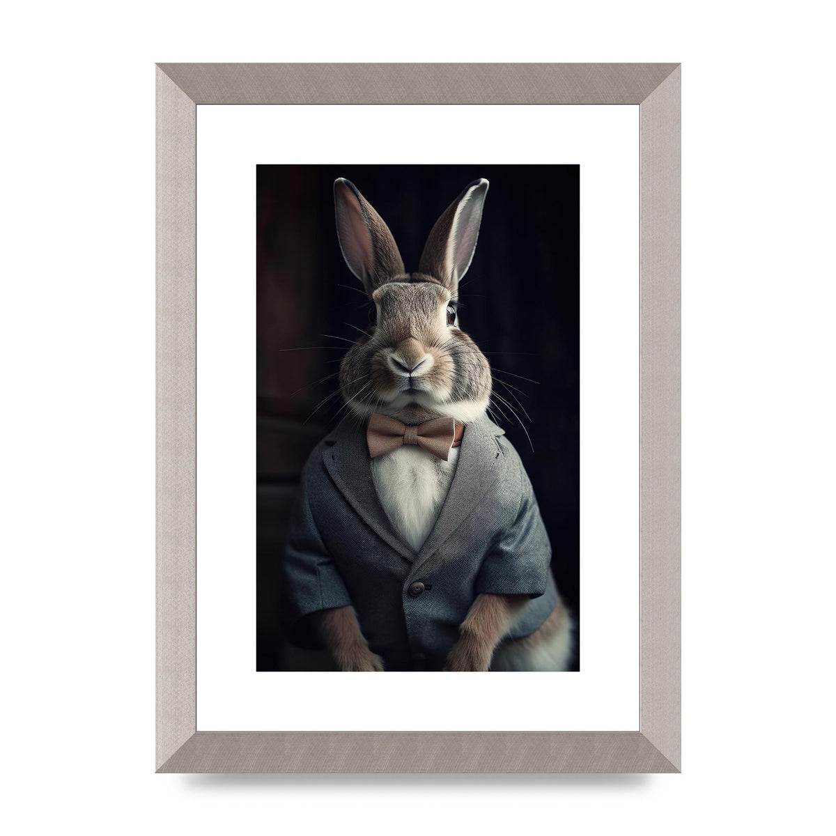 Classy Rabbit in Grey Suit Gentleman Portrait
