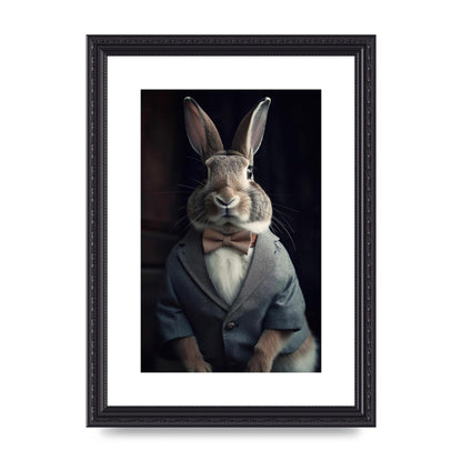 Classy Rabbit in Grey Suit Gentleman Portrait