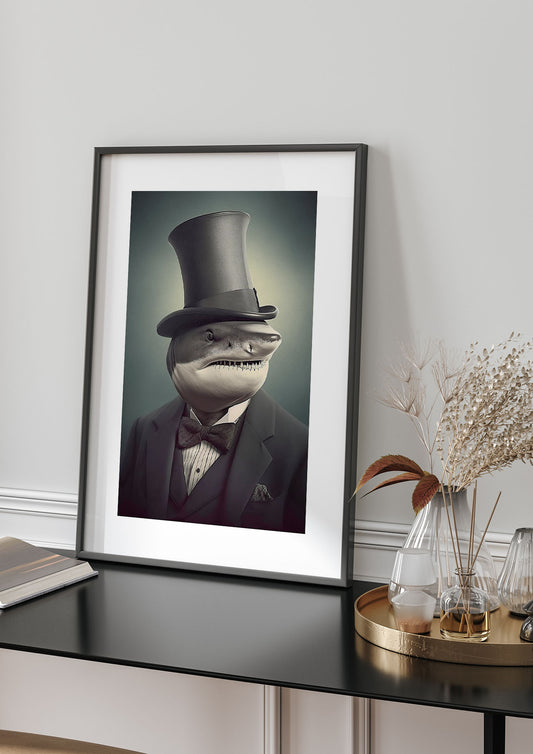 Dapper Shark in Top Hat and Tuxedo Portrait
