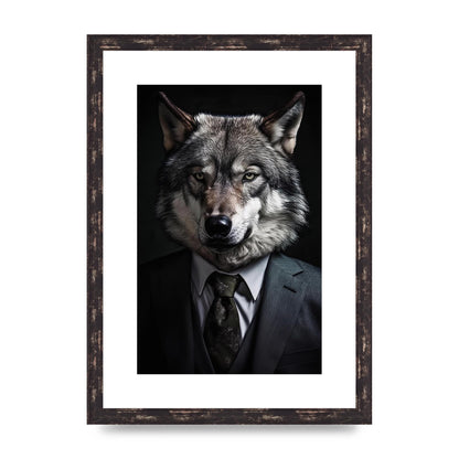 Suave Wolf in Business Attire Posing for Portrait
