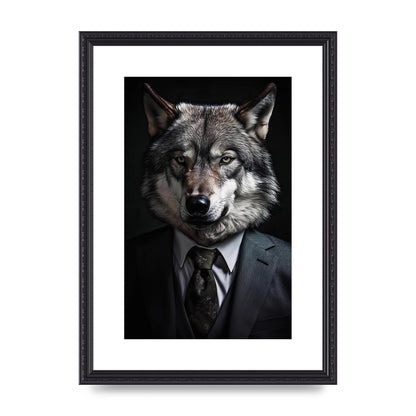 Suave Wolf in Business Attire Posing for Portrait