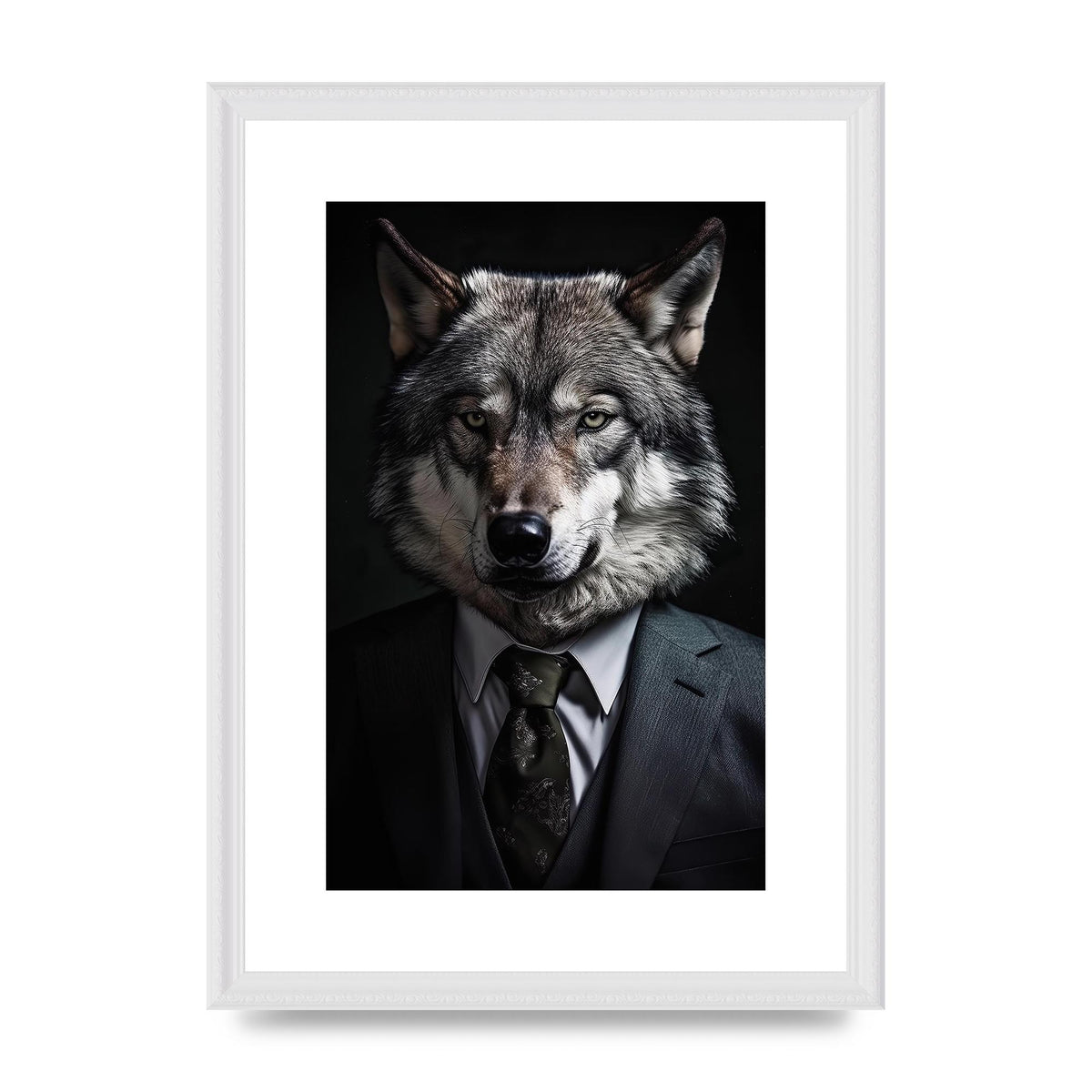 Suave Wolf in Business Attire Posing for Portrait
