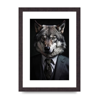 Suave Wolf in Business Attire Posing for Portrait