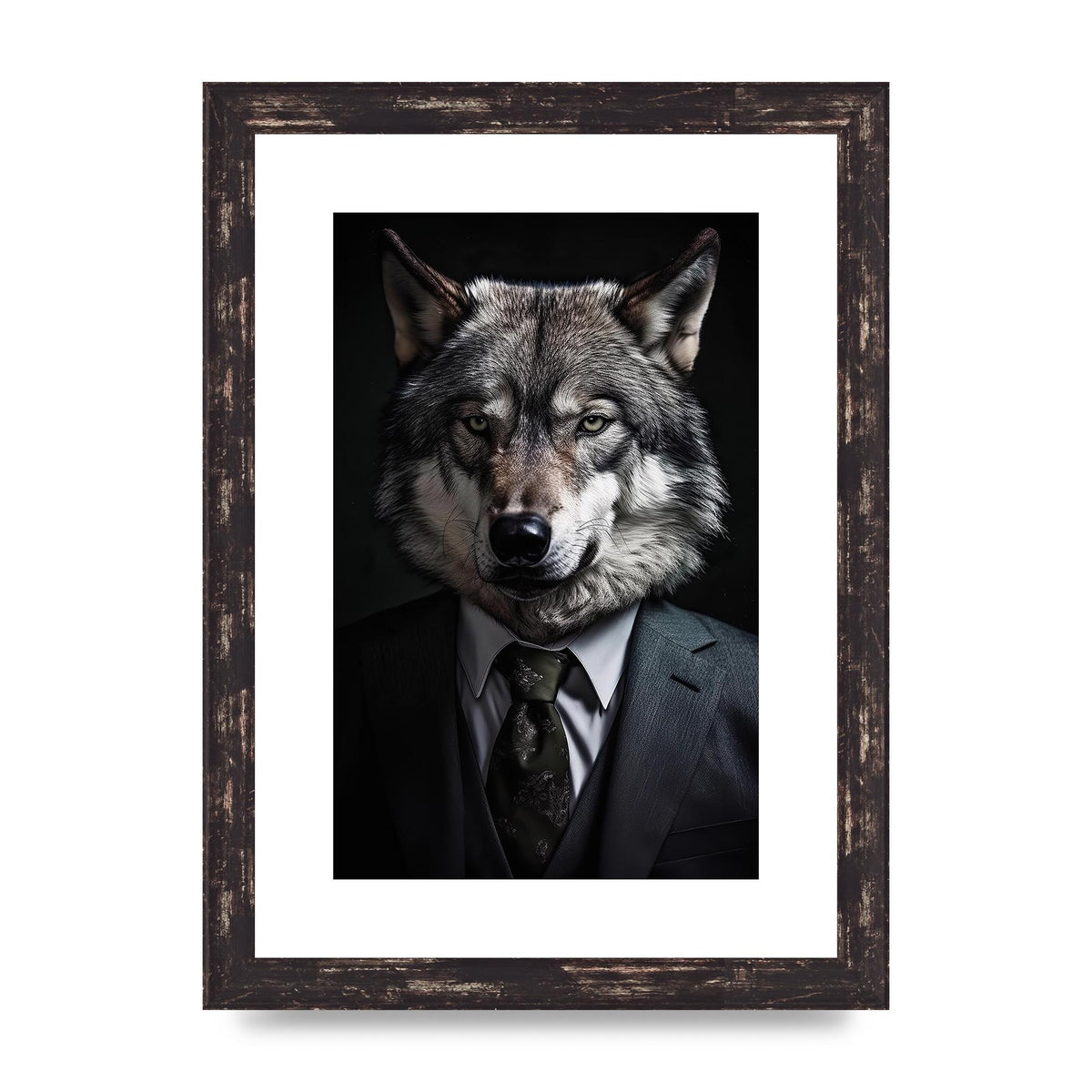 Suave Wolf in Business Attire Posing for Portrait