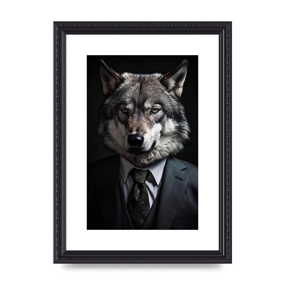 Suave Wolf in Business Attire Posing for Portrait