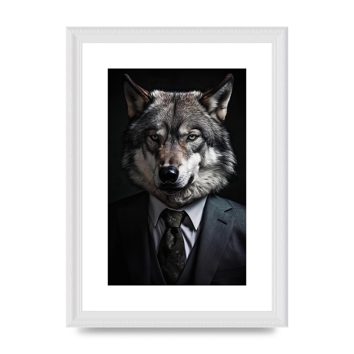 Suave Wolf in Business Attire Posing for Portrait