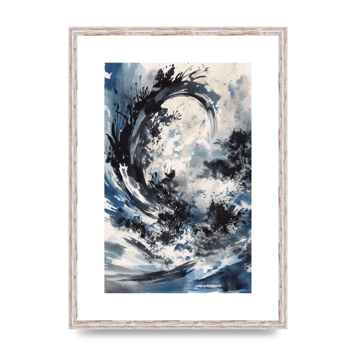 Abstract Sumi-e Black and Deep Navy Blend