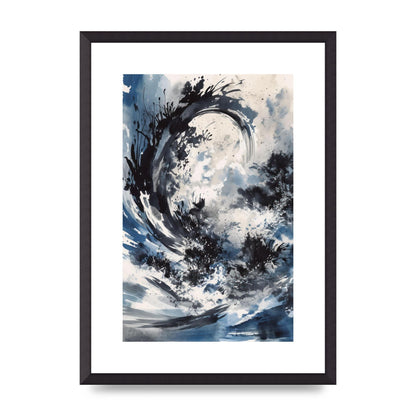 Abstract Sumi-e Black and Deep Navy Blend