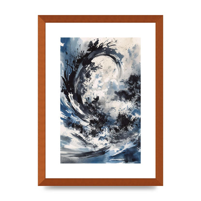Abstract Sumi-e Black and Deep Navy Blend