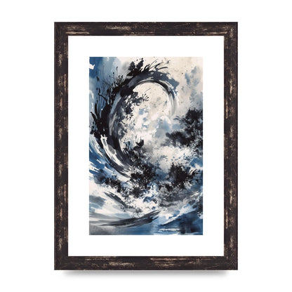 Abstract Sumi-e Black and Deep Navy Blend