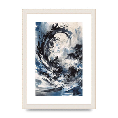 Abstract Sumi-e Black and Deep Navy Blend