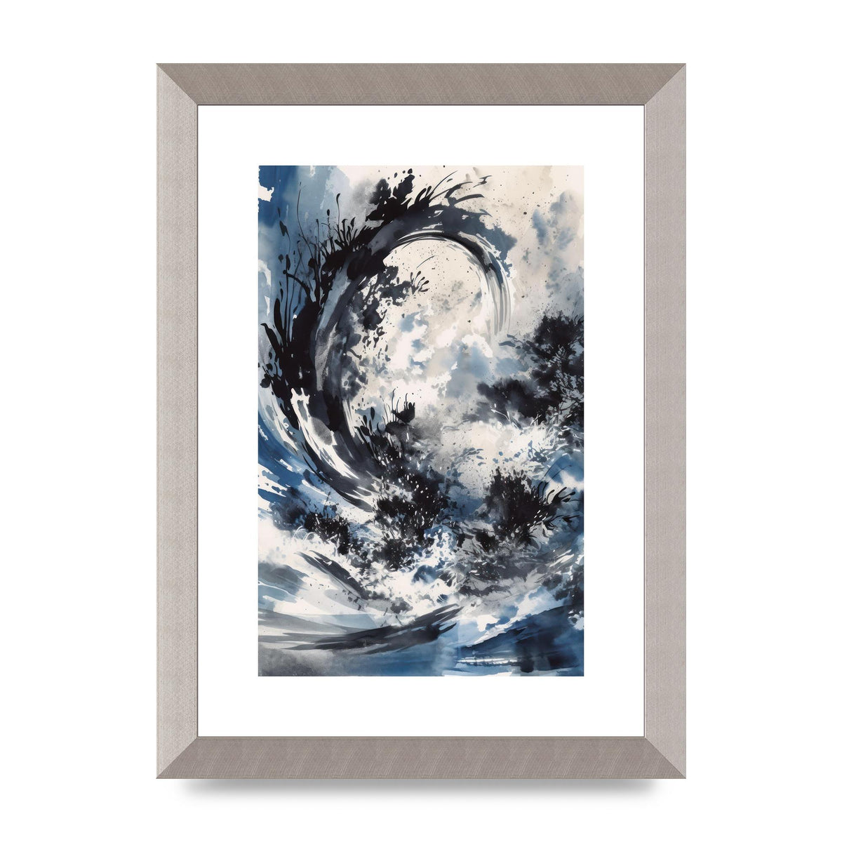 Abstract Sumi-e Black and Deep Navy Blend