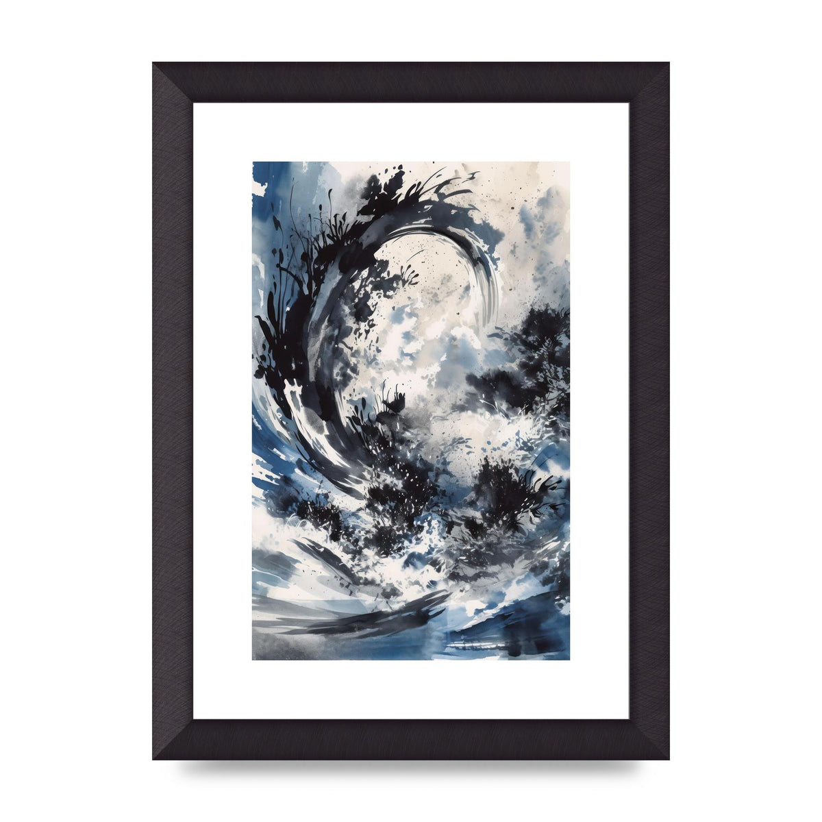 Abstract Sumi-e Black and Deep Navy Blend