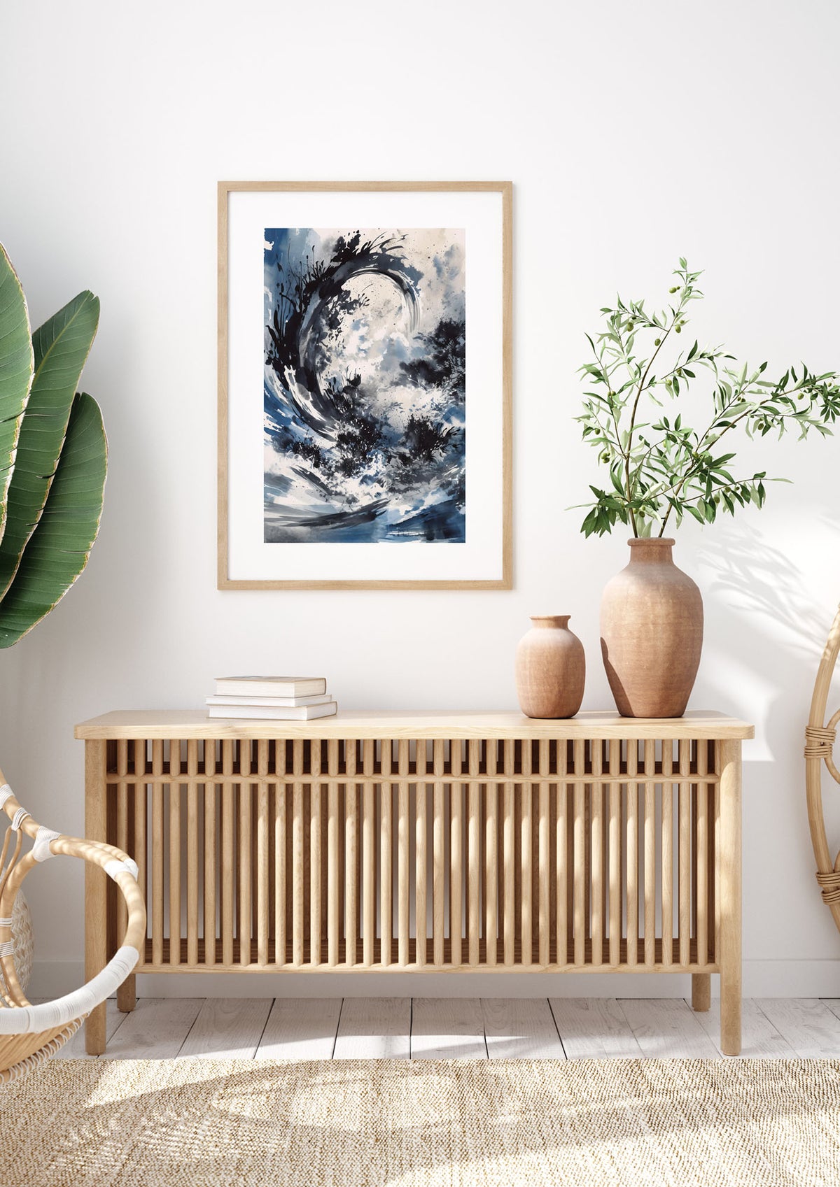 Abstract Sumi-e Black and Deep Navy Blend
