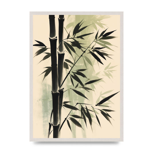 Monochrome Sumi-e Resilient Bamboo Stalk