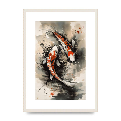 Captivating Sumi-e Graceful Koi Fish Swimming