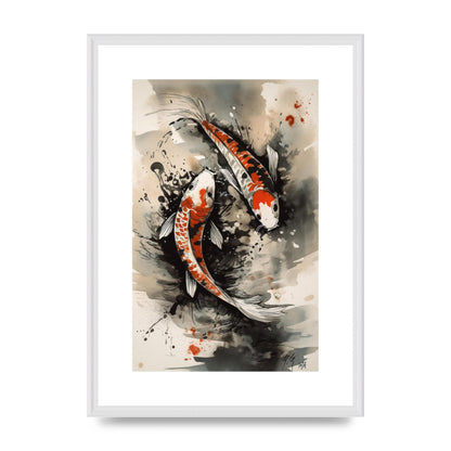 Captivating Sumi-e Graceful Koi Fish Swimming
