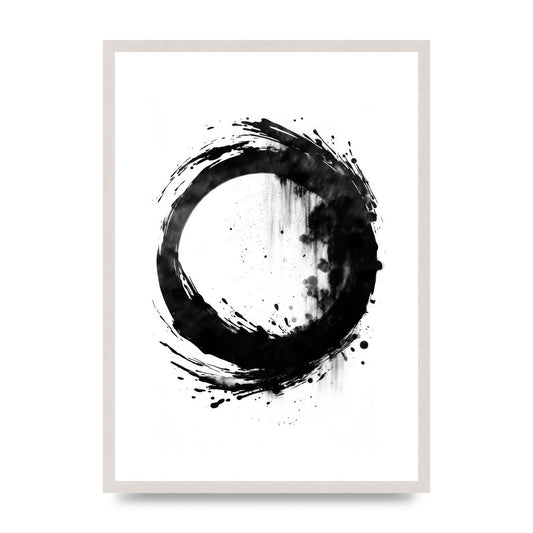 Black Zen Circle Enso on White Backdrop