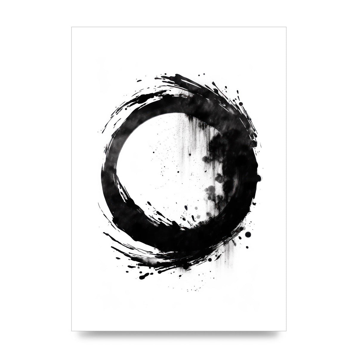 Black Zen Circle Enso on White Backdrop