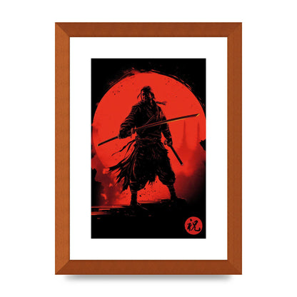Samurai Silhouette with Fiery Red Backdrop