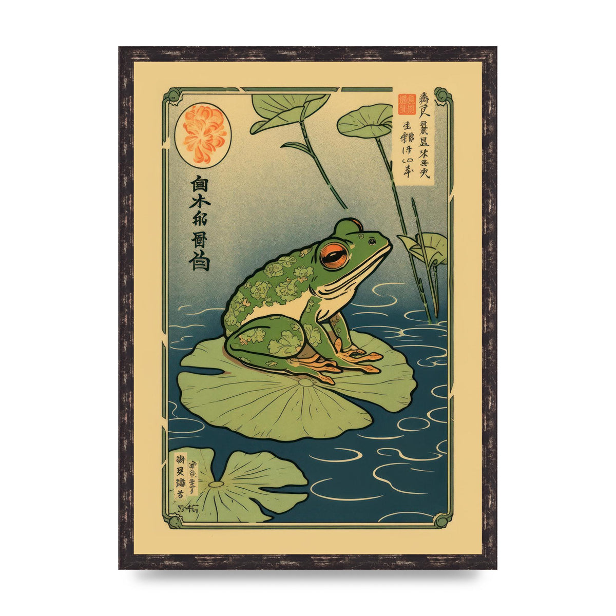 Zen-inspired Art Frog on Lily Pad