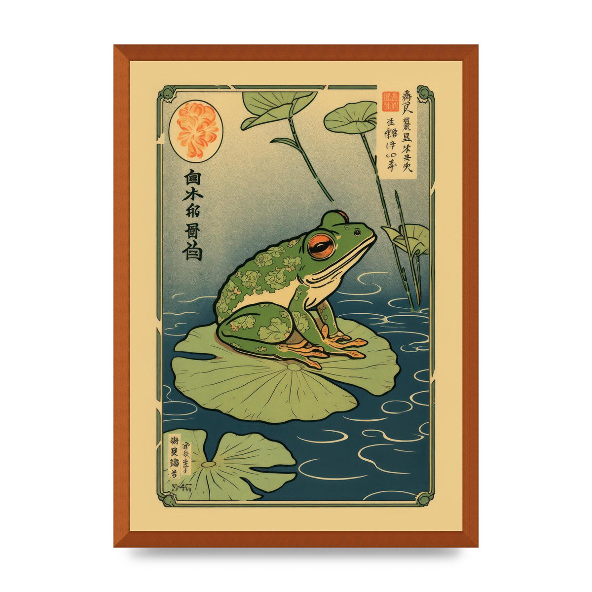 Zen-inspired Art Frog on Lily Pad