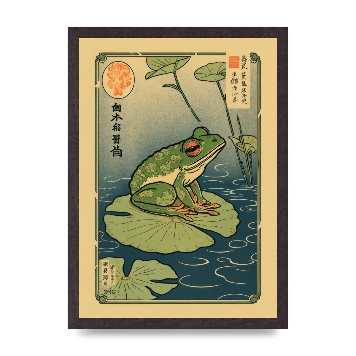 Zen-inspired Art Frog on Lily Pad