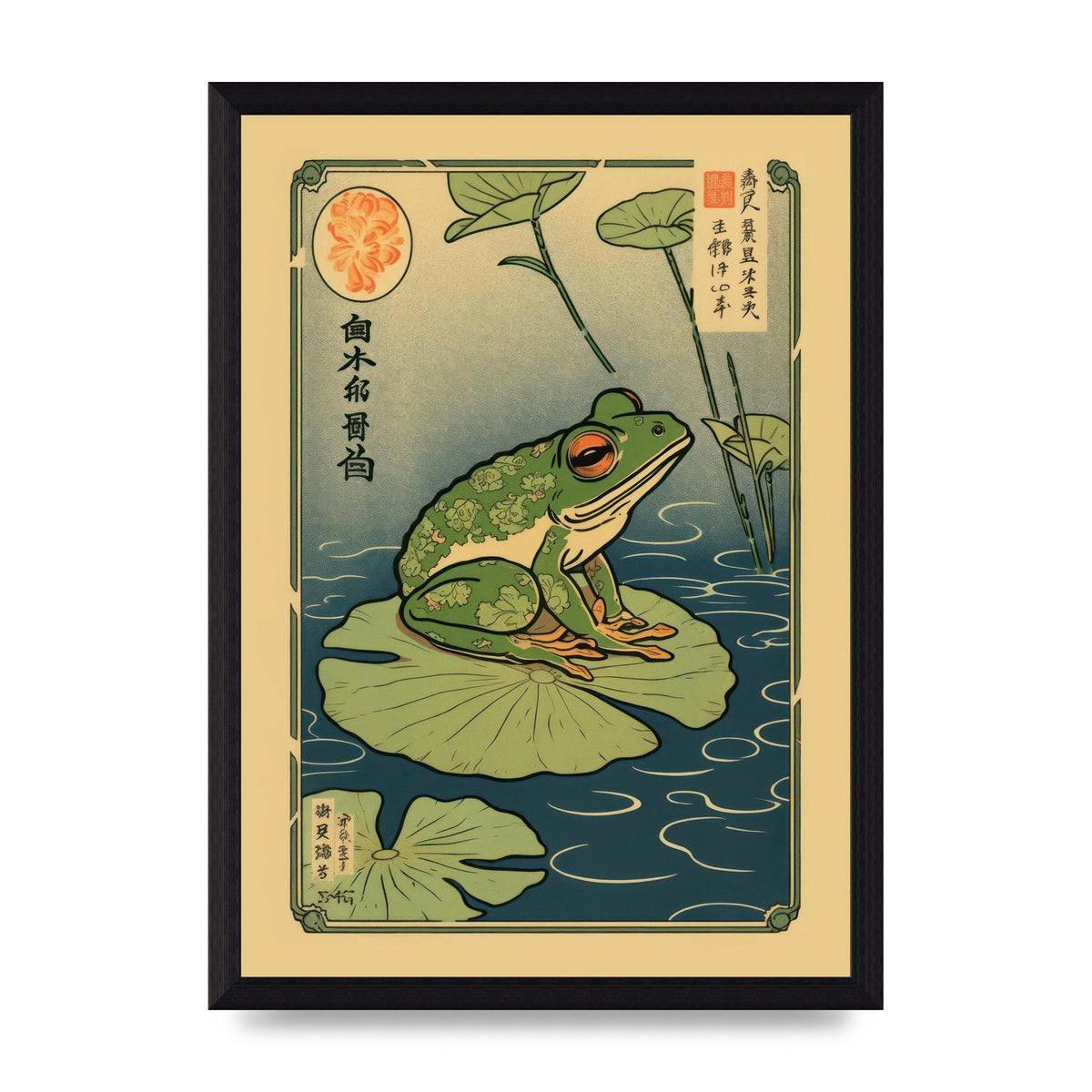 Zen-inspired Art Frog on Lily Pad
