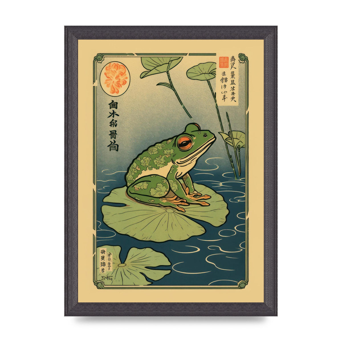 Zen-inspired Art Frog on Lily Pad